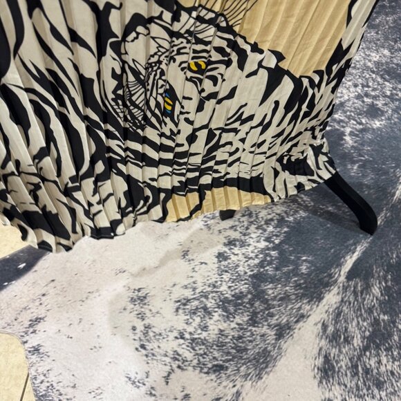 NWT Beulah Style Tiger Party Dress Women Pleated Maxi Dress Black/White Abstract - Picture 9 of 14